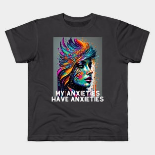 My Anxieties have Anxieties (color girl profile) Kids T-Shirt